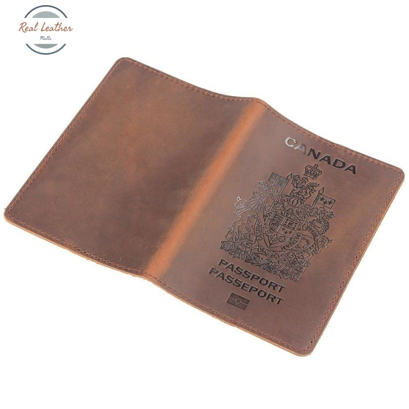 Genuine Leather Canada Passport Cover For