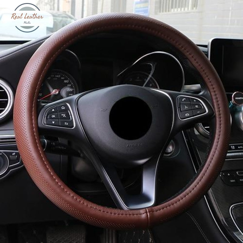 Genuine Leather Car Steering Wheel Cover Brownness / China Wheel