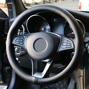 Genuine Leather Car Steering Wheel Cover Carbon Black / China Wheel