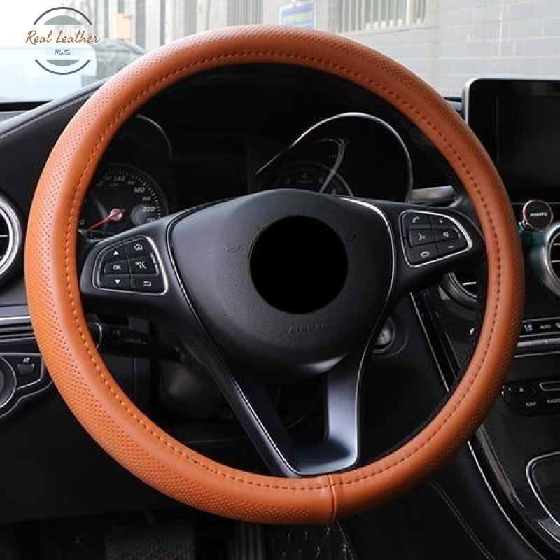 Genuine Leather Car Steering Wheel Cover Orange / China Wheel