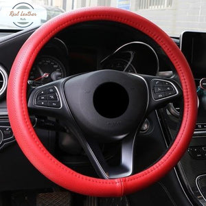 Genuine Leather Car Steering Wheel Cover Red / China Wheel