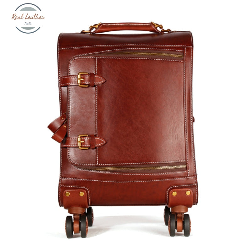 Genuine Leather Carry On Travel Luggage