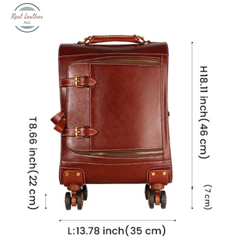 Genuine Leather Carry On Travel Luggage
