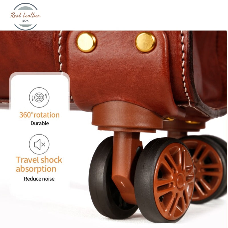 Genuine Leather Carry On Travel Luggage