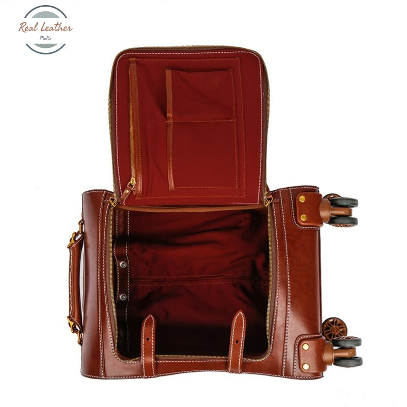 Genuine Leather Carry On Travel Luggage