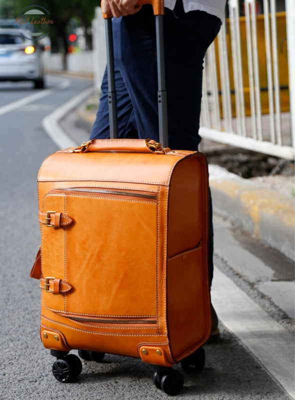 Genuine Leather Carry On Travel Luggage