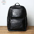 Genuine Leather Casual Backpack Black / 15 Inches