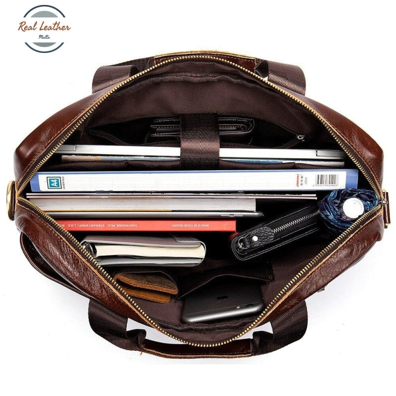 Genuine Leather Casual Briefcase / Laptop Bag