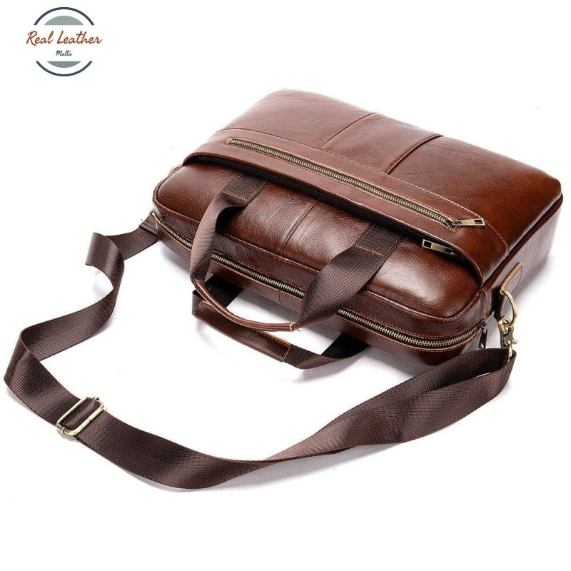 Genuine Leather Casual Briefcase / Laptop Bag