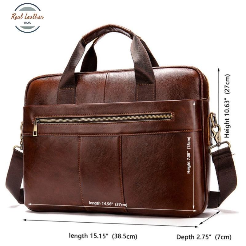 Genuine Leather Casual Briefcase / Laptop Bag