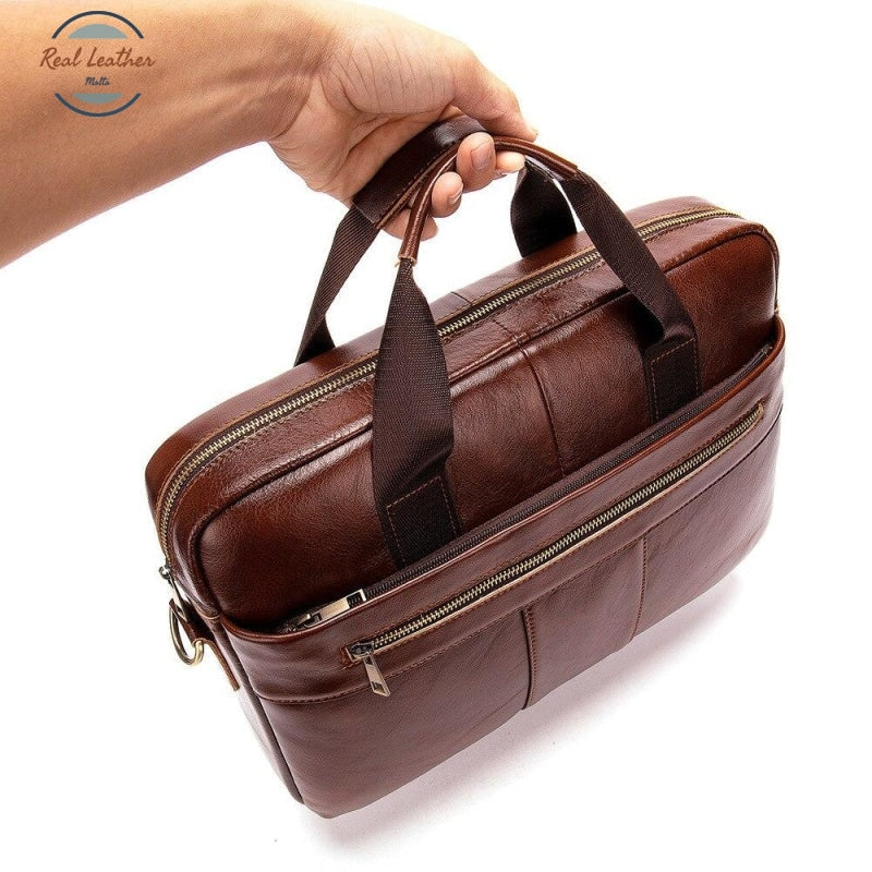 Genuine Leather Casual Briefcase / Laptop Bag