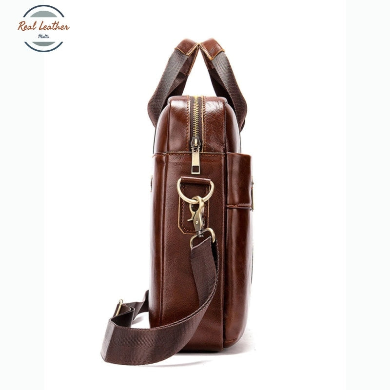 Genuine Leather Casual Briefcase / Laptop Bag