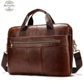 Genuine Leather Casual Briefcase / Laptop Bag Brown