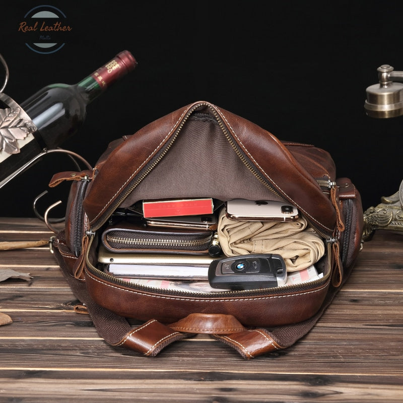 Genuine Leather Casual Vintage Look Backpack Backpacks