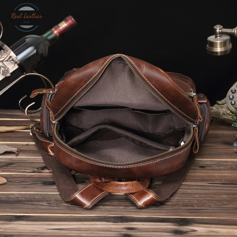 Genuine Leather Casual Vintage Look Backpack Backpacks