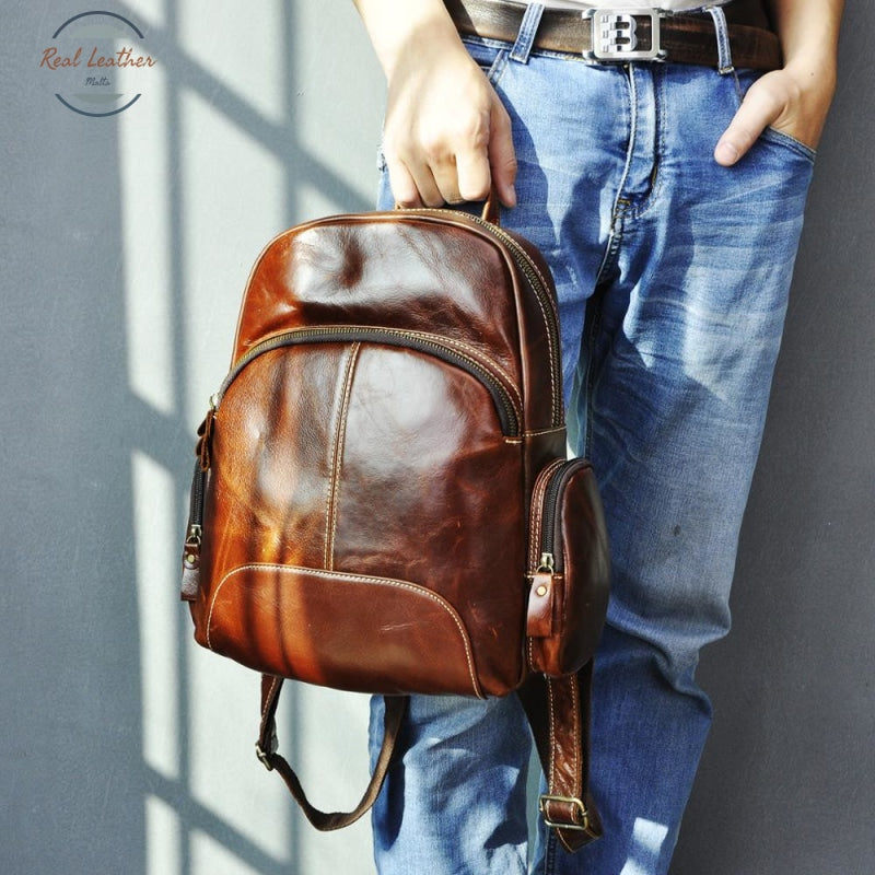 Genuine Leather Casual Vintage Look Backpack Backpacks