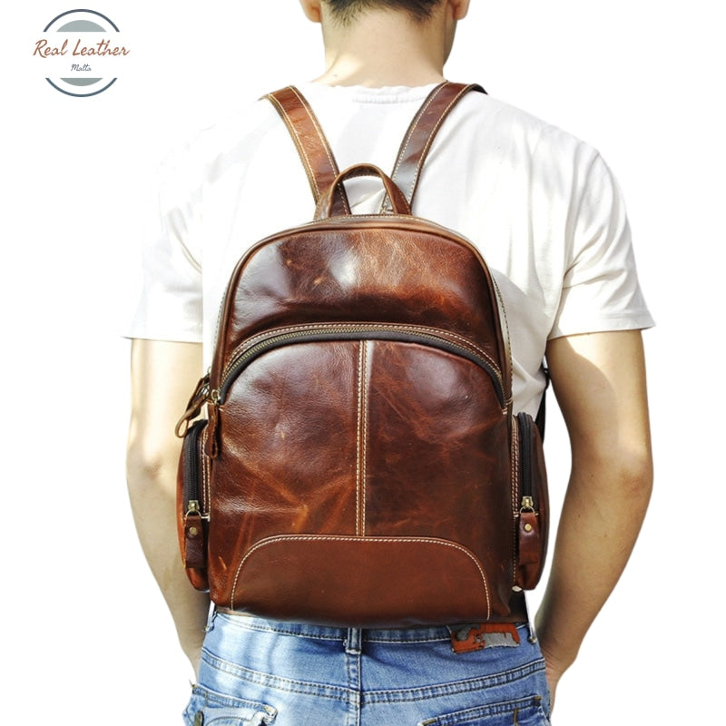 Genuine Leather Casual Vintage Look Backpack Backpacks