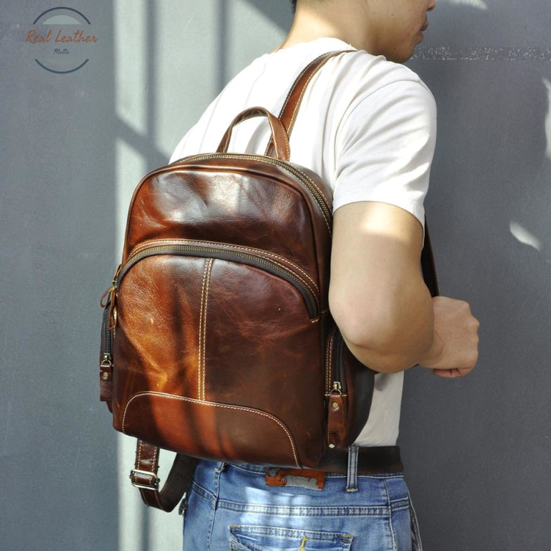 Genuine Leather Casual Vintage Look Backpack Backpacks