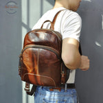 Genuine Leather Casual Vintage Look Backpack Backpacks