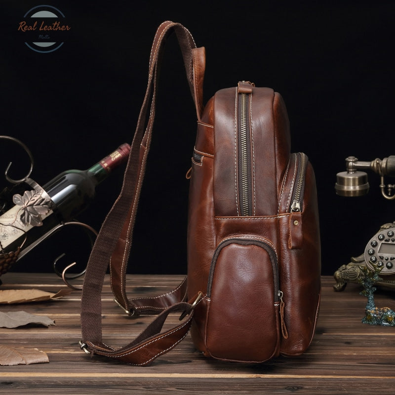 Genuine Leather Casual Vintage Look Backpack Backpacks