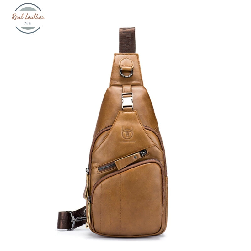 Genuine Leather Chest Pack Cross Body Bag Brown
