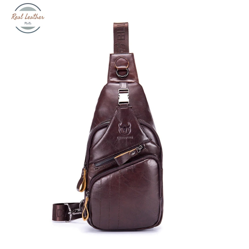 Genuine Leather Chest Pack Cross Body Bag Coffee