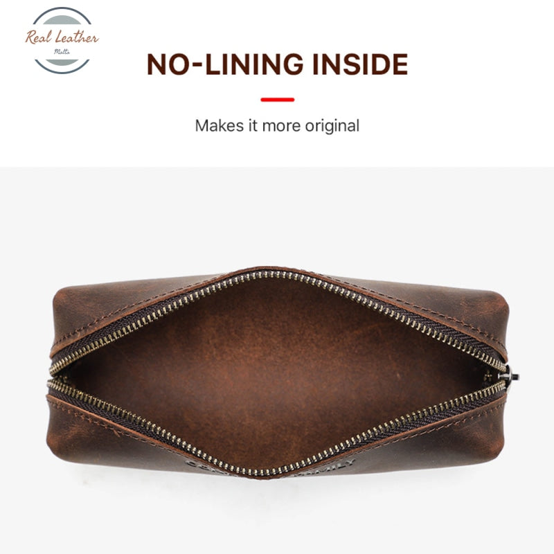 Genuine Leather Compact Pencil Case Pouch