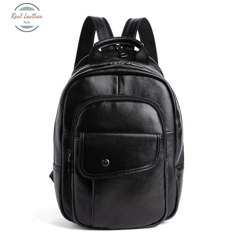 Genuine Leather Convertible Mini Backpack Black Backpacks