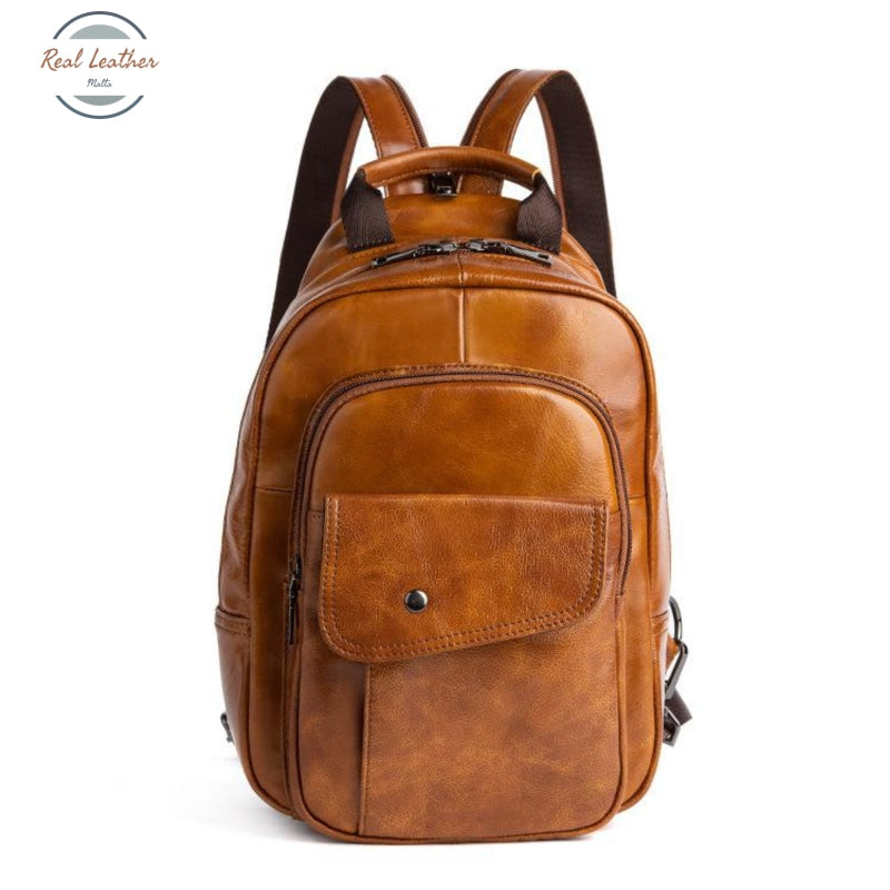 Genuine Leather Convertible Mini Backpack Brown Backpacks