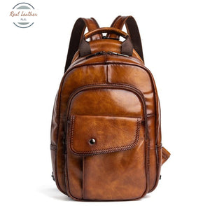 Genuine Leather Convertible Mini Backpack Vintage Brown Backpacks