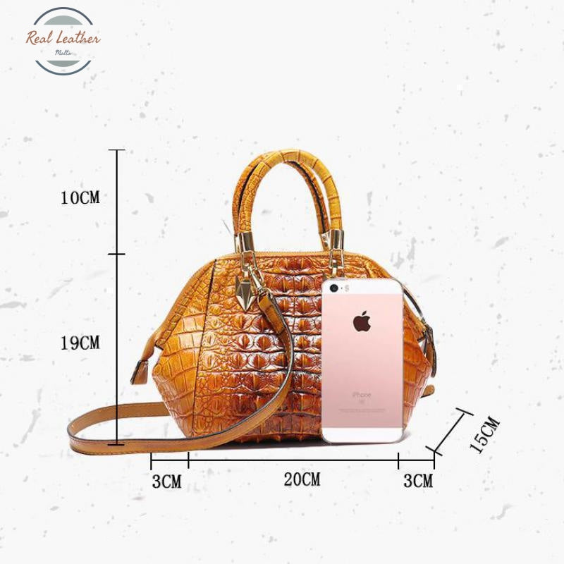 Genuine Leather Crocodile Embossed Hand Bag