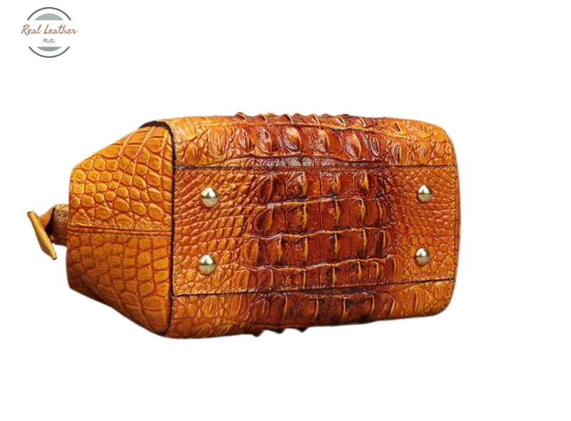 Genuine Leather Crocodile Embossed Hand Bag