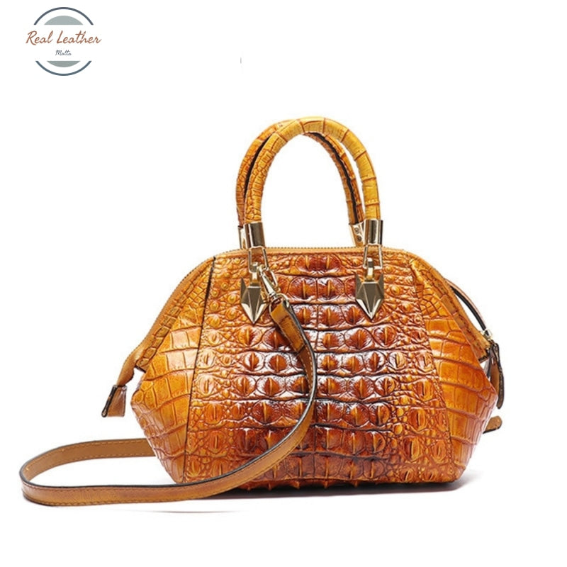 Genuine Leather Crocodile Embossed Hand Bag