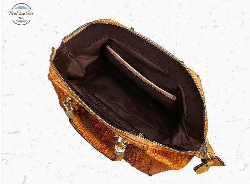 Genuine Leather Crocodile Embossed Hand Bag