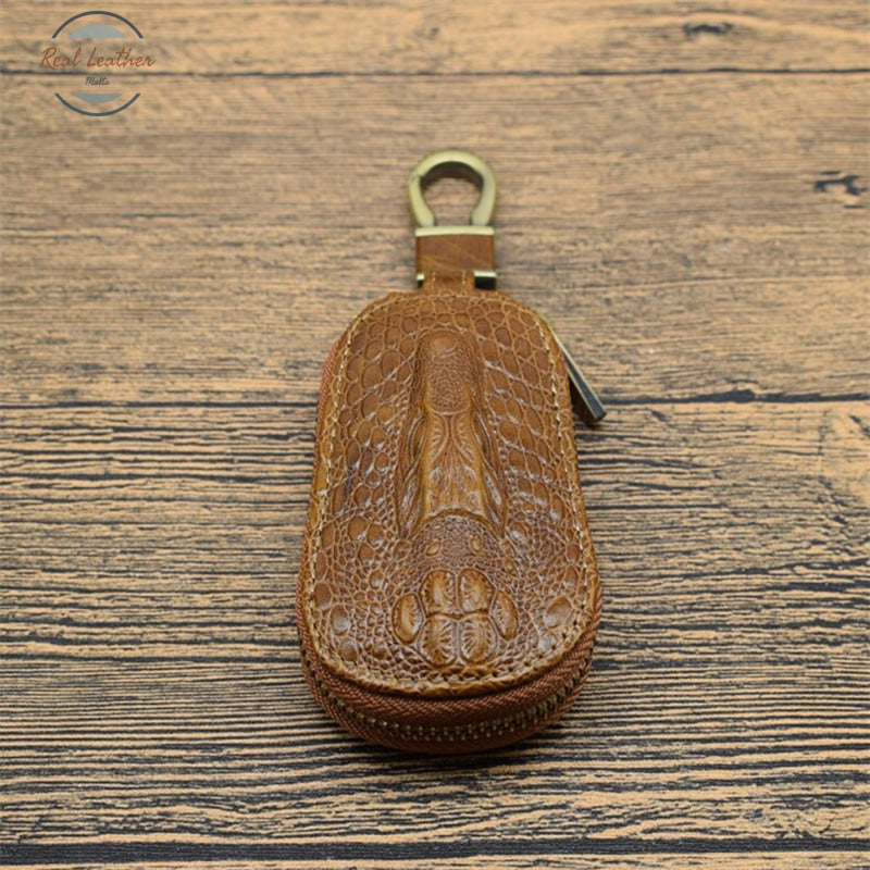 Genuine Leather Crocodile Pattern Car Key Holder