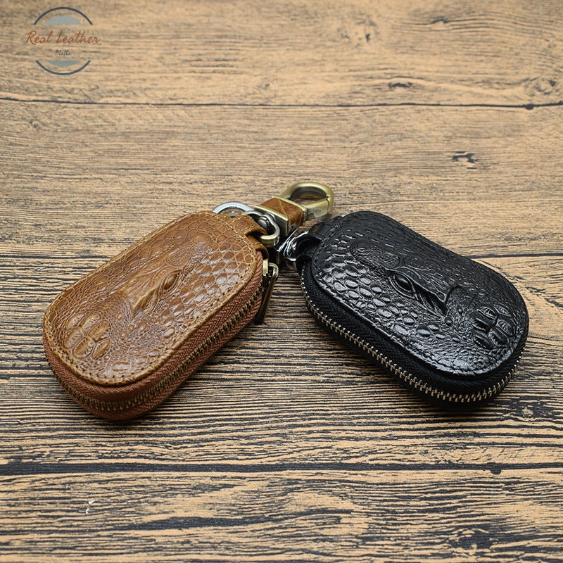 Genuine Leather Crocodile Pattern Car Key Holder