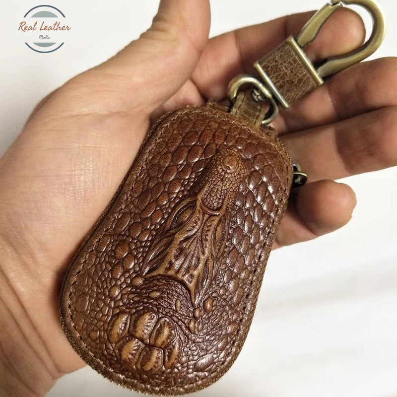Genuine Leather Crocodile Pattern Car Key Holder