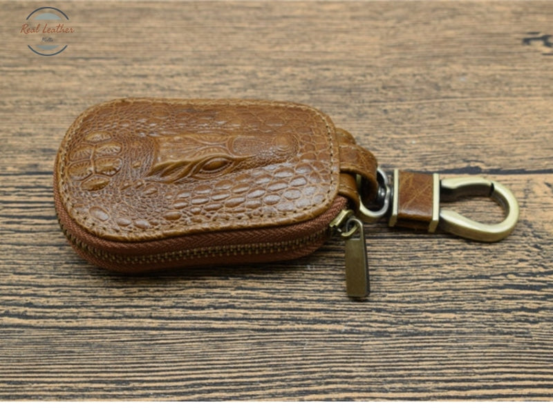 Genuine Leather Crocodile Pattern Car Key Holder