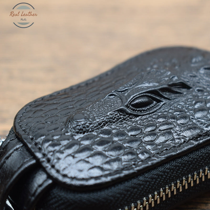 Genuine Leather Crocodile Pattern Car Key Holder