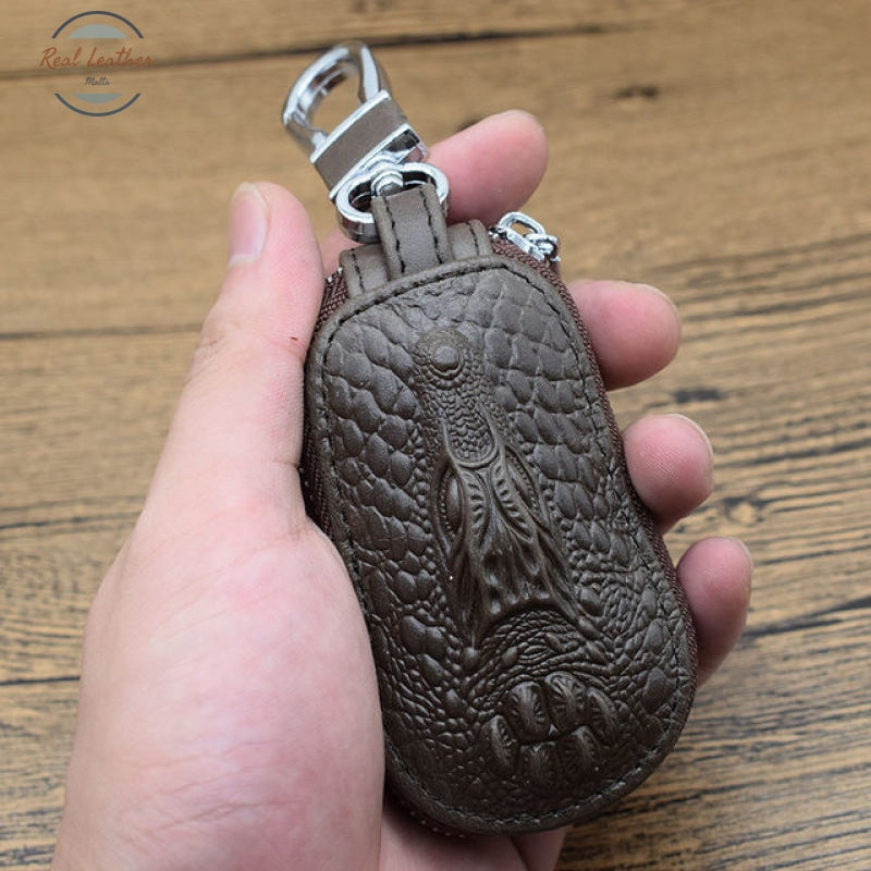Genuine Leather Crocodile Pattern Car Key Holder