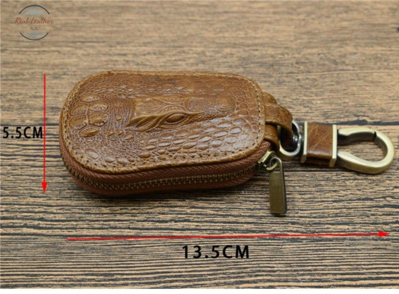 Genuine Leather Crocodile Pattern Car Key Holder
