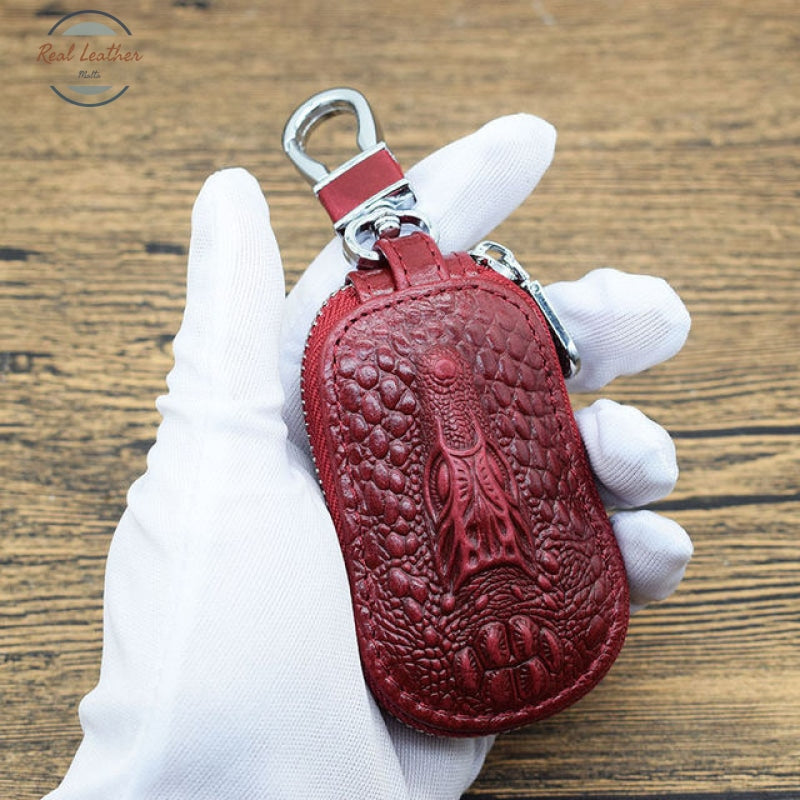 Genuine Leather Crocodile Pattern Car Key Holder