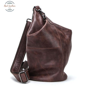 Genuine Leather Crossbody Bag Coffee / Store