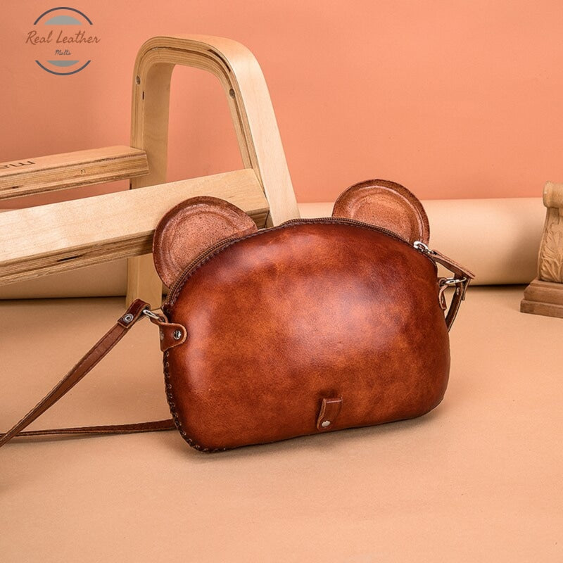 Genuine Leather Cute Animal Pouch Bag
