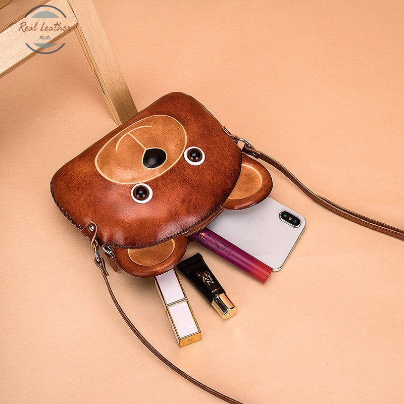 Genuine Leather Cute Animal Pouch Bag