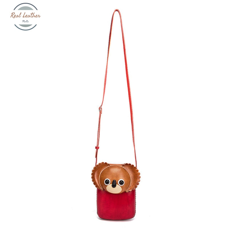 Genuine Leather Cute Animal Pouch Bag Koala