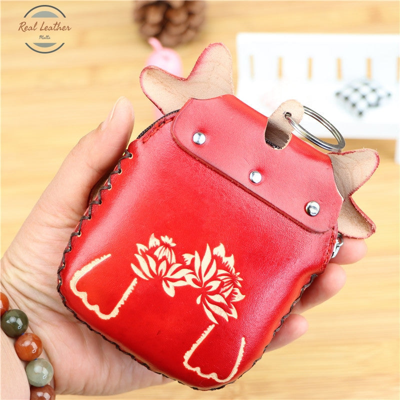 Genuine Leather Cute Calf Coin Purse