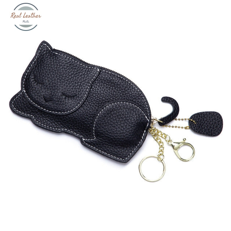 Genuine Leather Cute Cat Coin Purse Coin Purse