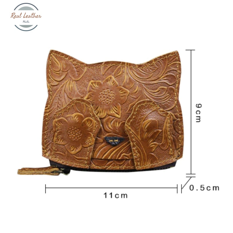Genuine Leather Cute Cat Coin Purse