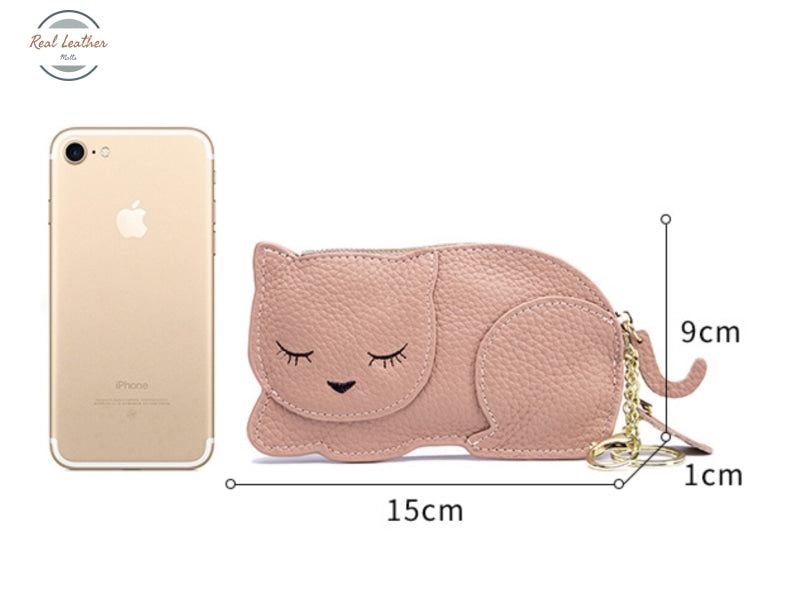 Genuine Leather Cute Cat Coin Purse Coin Purse